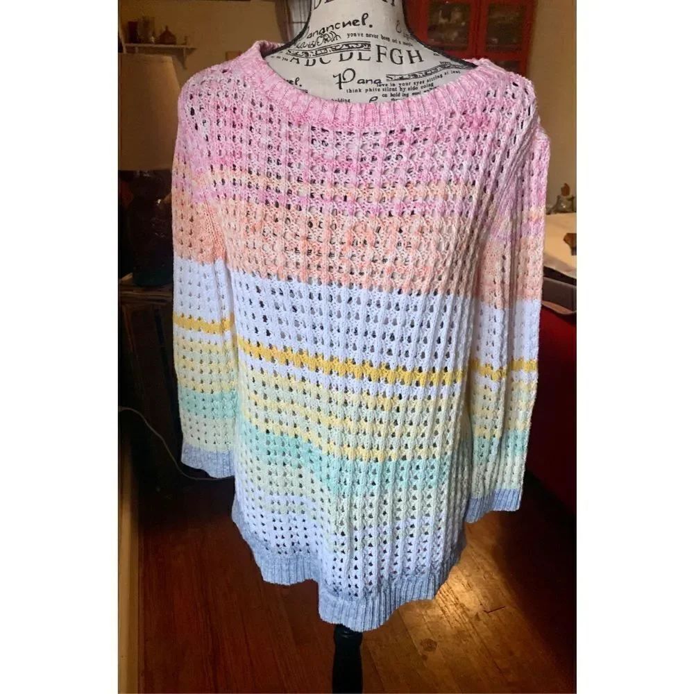 Talbots Open Stitch Cotton Sweater - Picture 1 of 5